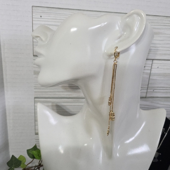 Gold Filled Huggie Hoop Earrings Dangle Owl Charms - Picture 3 of 11